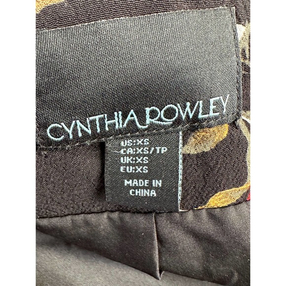 Cynthia Rowley black red floral long sleeves open front blazer jacket size XS - Picture 5 of 11